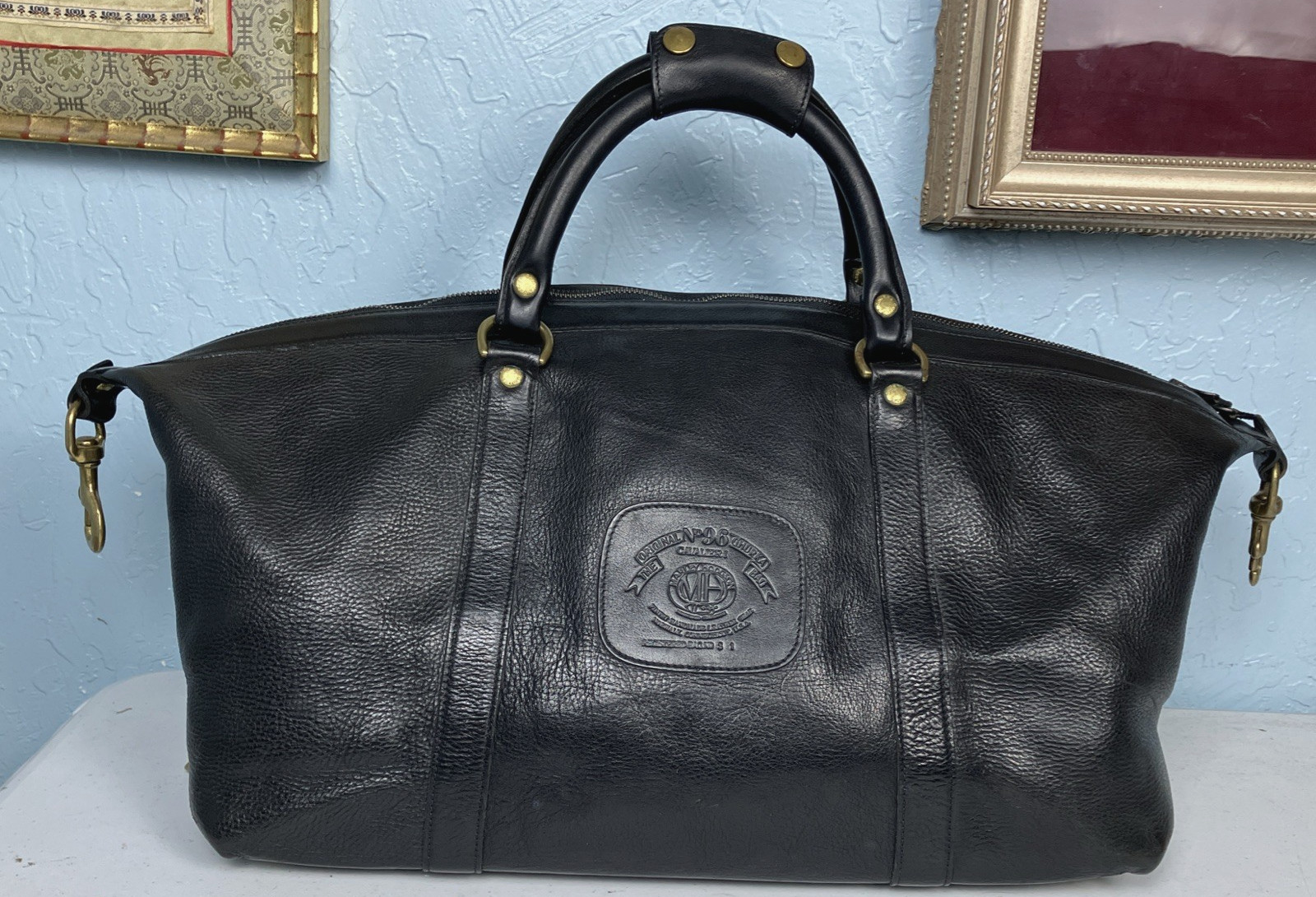 Vintage Ghurka 1990s Cavalier I 96 Duffel Gym Bag Marley Hodgson Black Leather