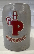 Vintage Parkbrau Stoneware Beer Stein Mug Stein Germany 0.5 Liter Logo
