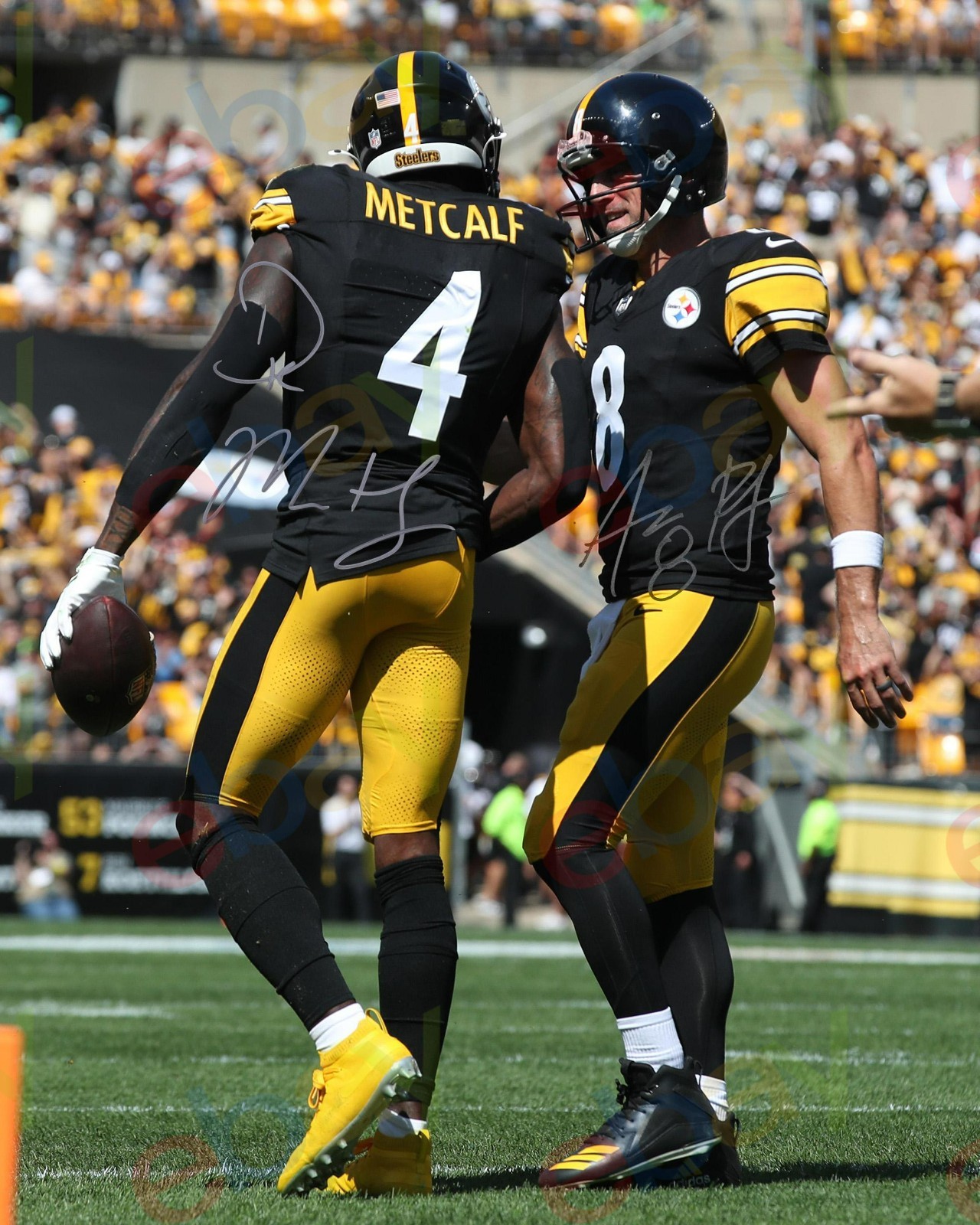 Aaron Rodgers DK Metcalf - REPRINT auto signed 8x10 Photo Pittsburgh Steelers