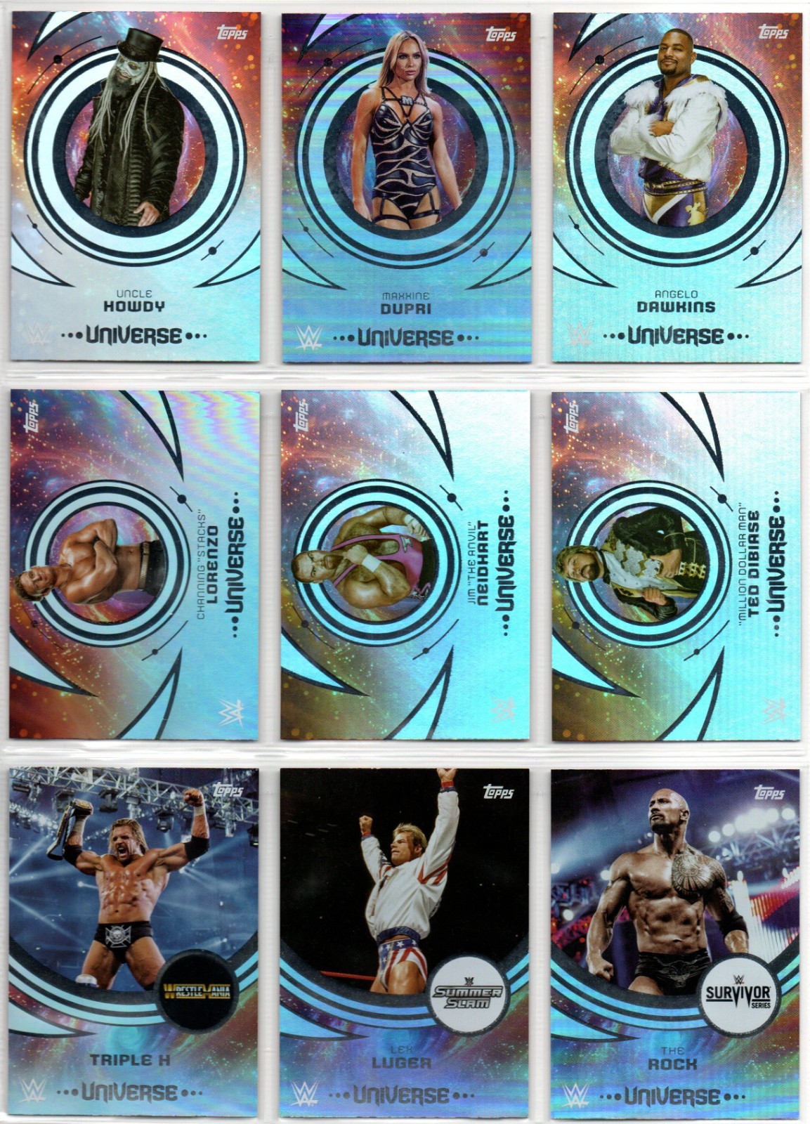 2025 Topps WWE Universe - 9 CARD LOT ~ ALL DIFFERENT!! MAXXINE DUPRI, THE ROCK +