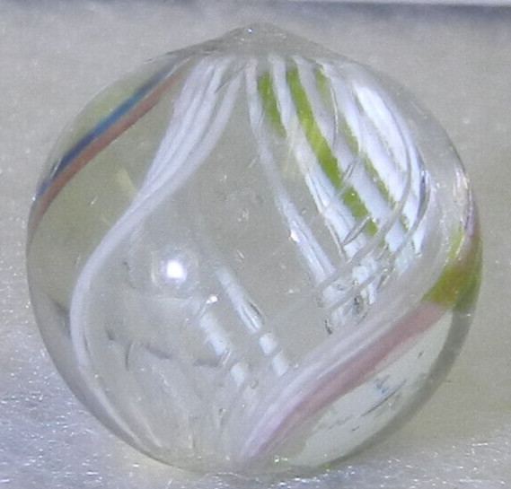 #18742m Vintage German Handmade Latticino Swirl Marble .58 Inches *Mint*