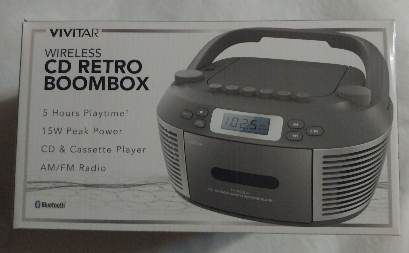 Vivitar Wireless Retro Boombox CD Player with 5-Hour Playtime AM/FM Radio