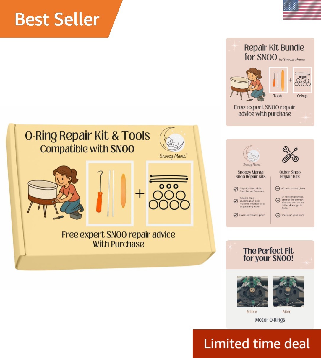 O-Rings Repair Kit for SNOO Smart Sleeper Bassinet - Free Snoo Repair Support...