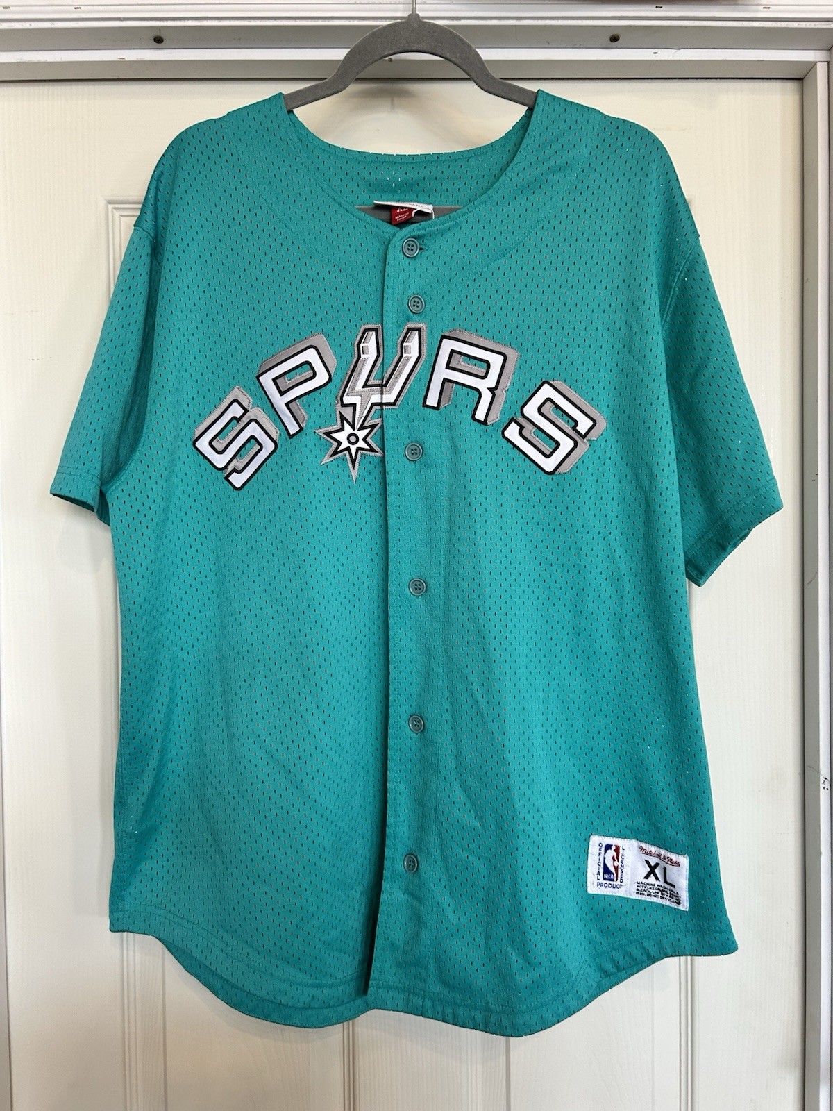 Mitchell & Ness San Antonio Spurs Baseball Teal Jersey XL Men's