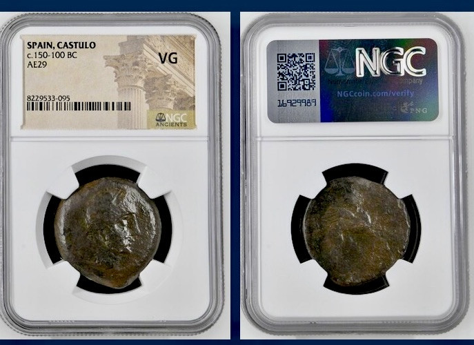 Ancient Celtic 150BC-100BC Coin NGC Graded Walking Sphinx Castulo Iberian Rare