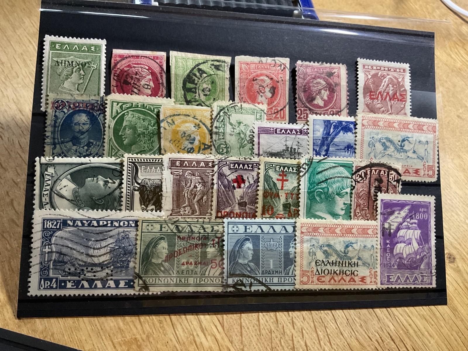 Greece mounted mint or used stamps on 5  cards  B3090