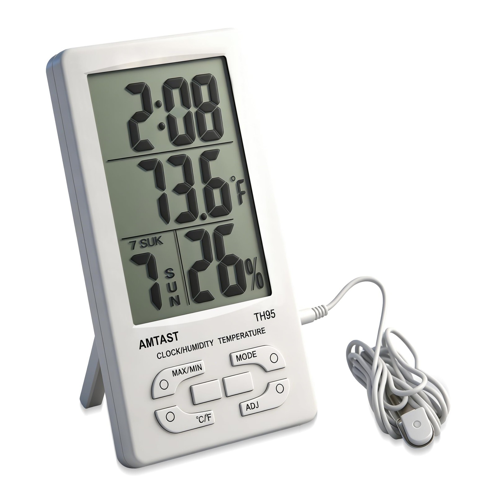 Indoor Outdoor Thermometer Hygrometer Room Humidity Test Meter with Desk-top ...
