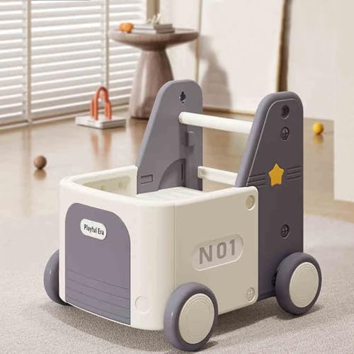 Children's Train Toy Box,Cart for Toddlers 1-3 with Wheels, Pickup (Grey)
