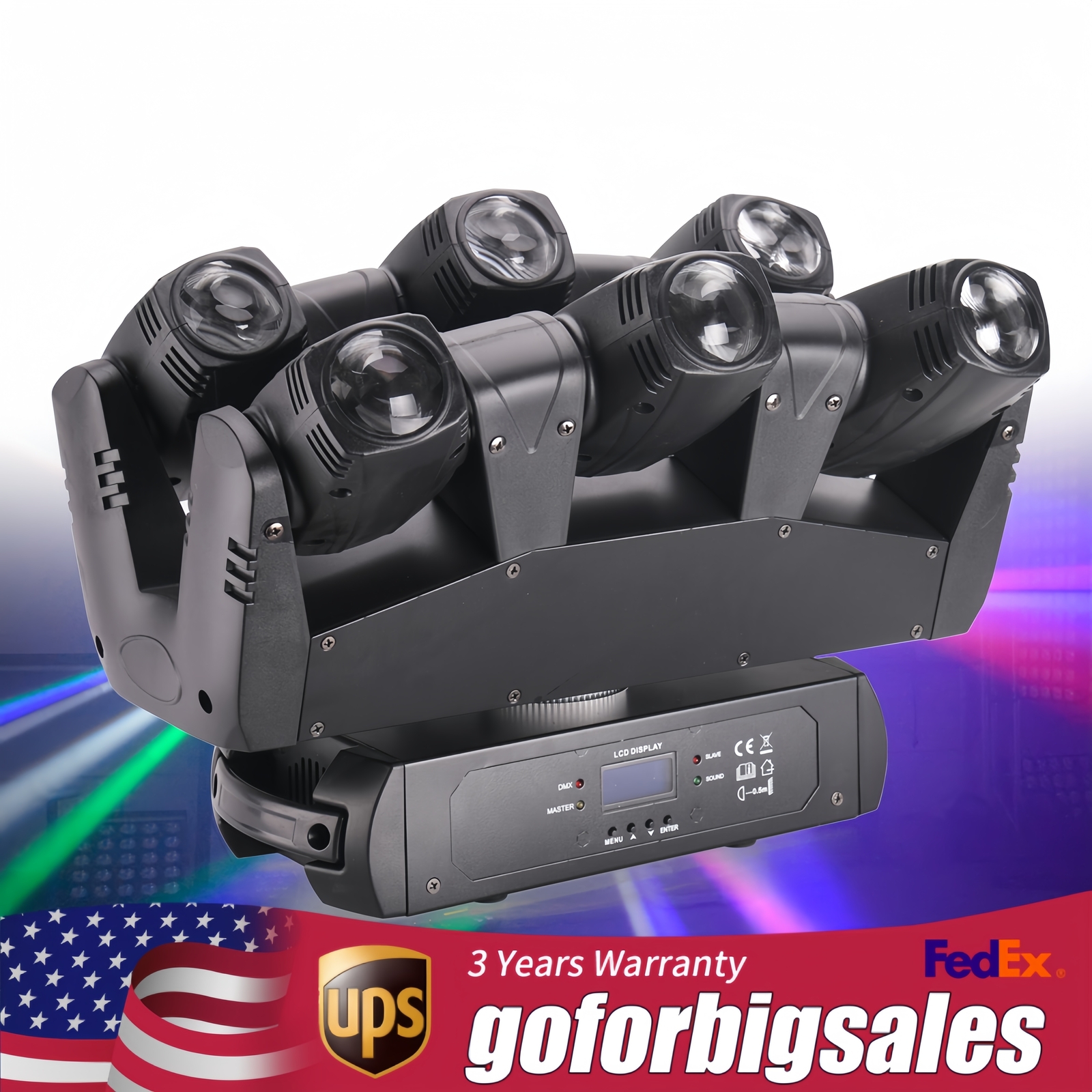 6 Head LED RGB Moving Head Stage Lighting Beam Laser Bar Disco Party DJ Light