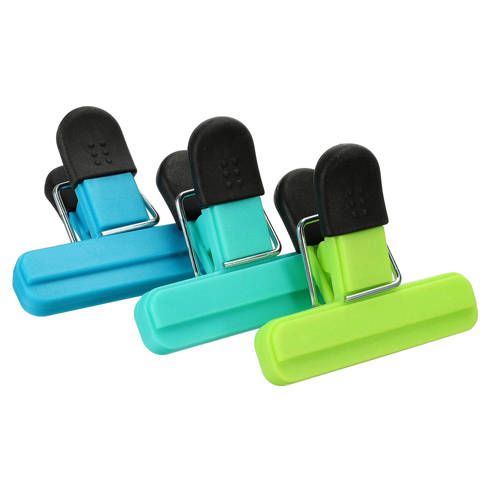 3" Plastic Storage Clip, 6pcs Food Bag Clamp, Green/Green/Blue Grass