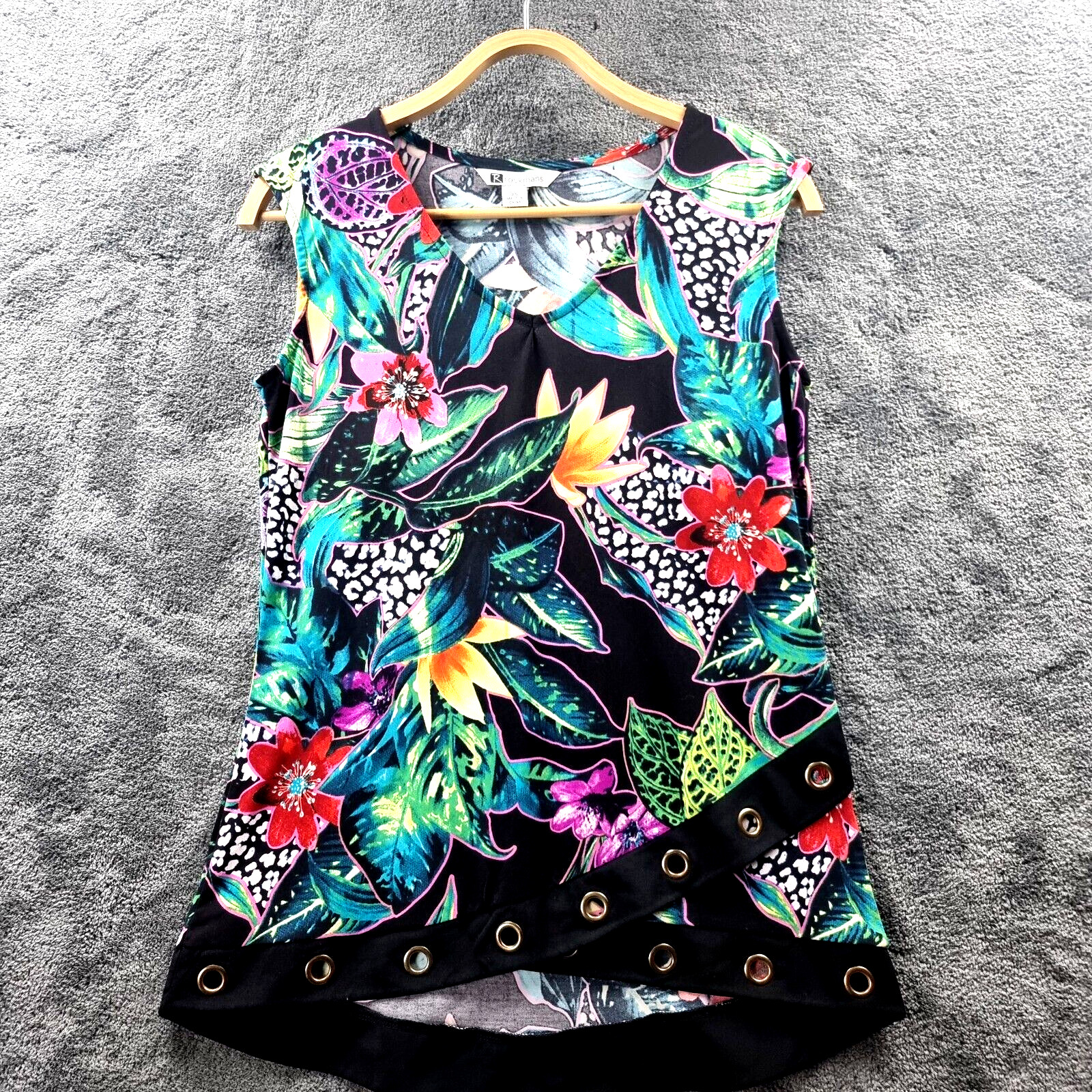 ROCKMANS Womens Top Size XS Multicoloured Floral Stretch Knit Sleeveless Casual