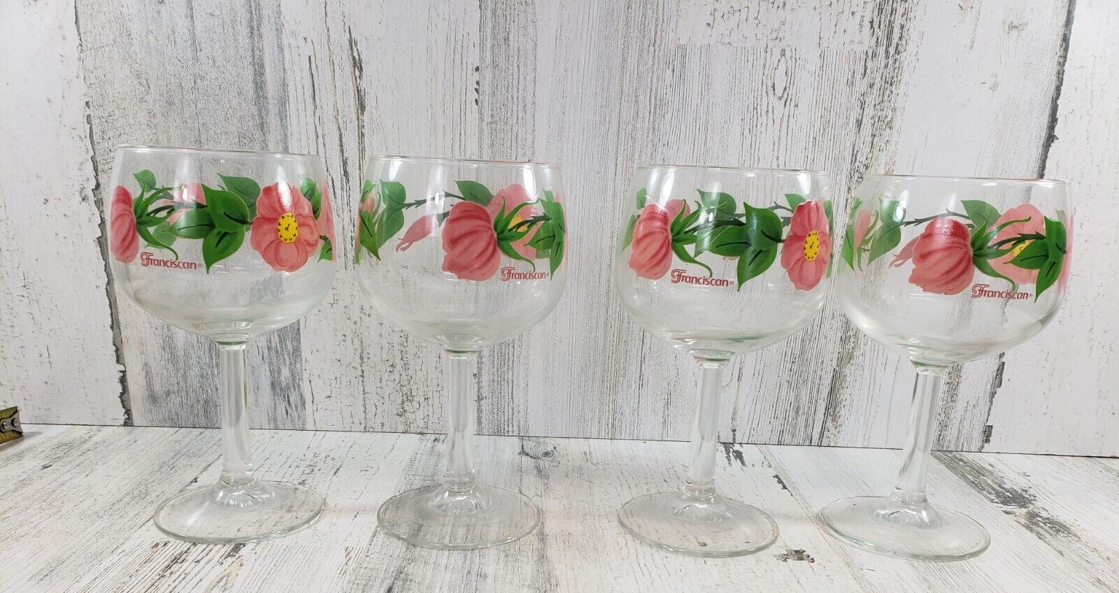 Franciscan Desert Rose 4 Goblets Glassware 12 OZ 6 1/2"