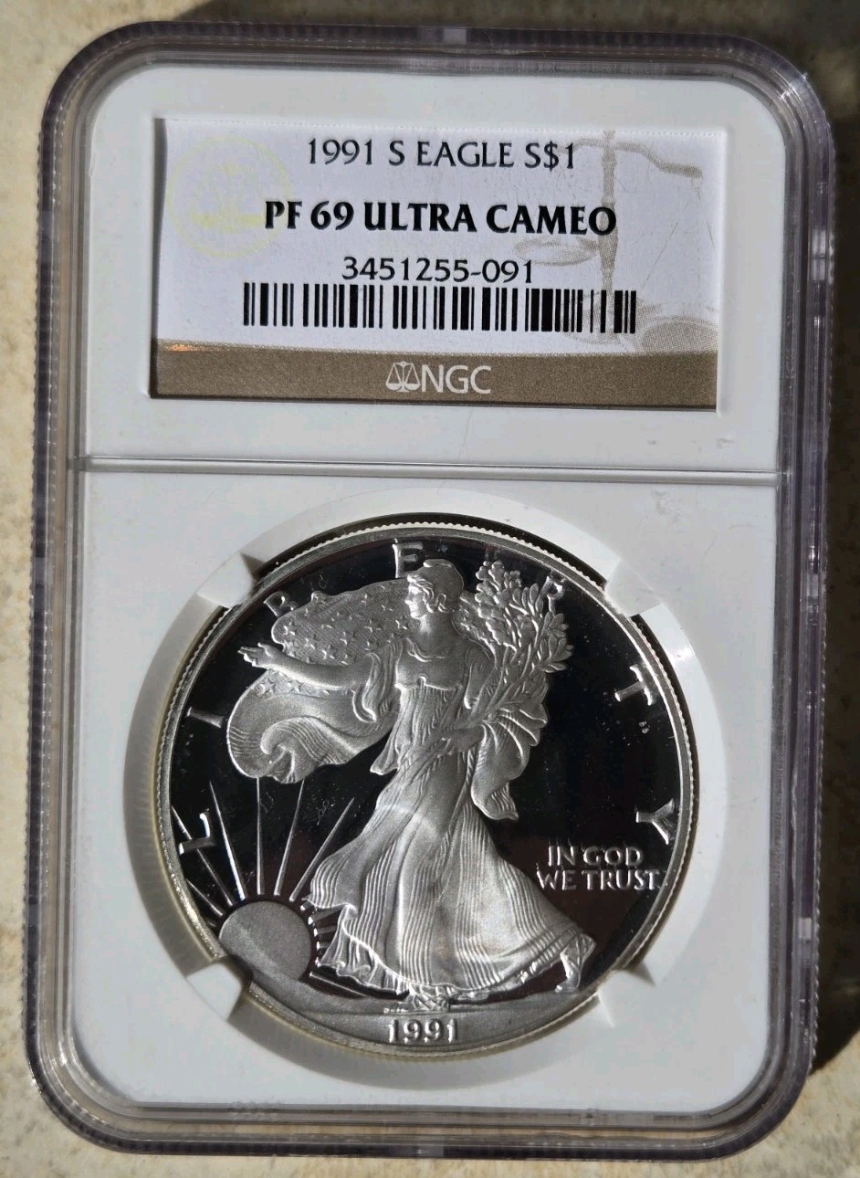 1991-S $1 Proof American Silver Eagle NGC PR69 Ultra Cameo