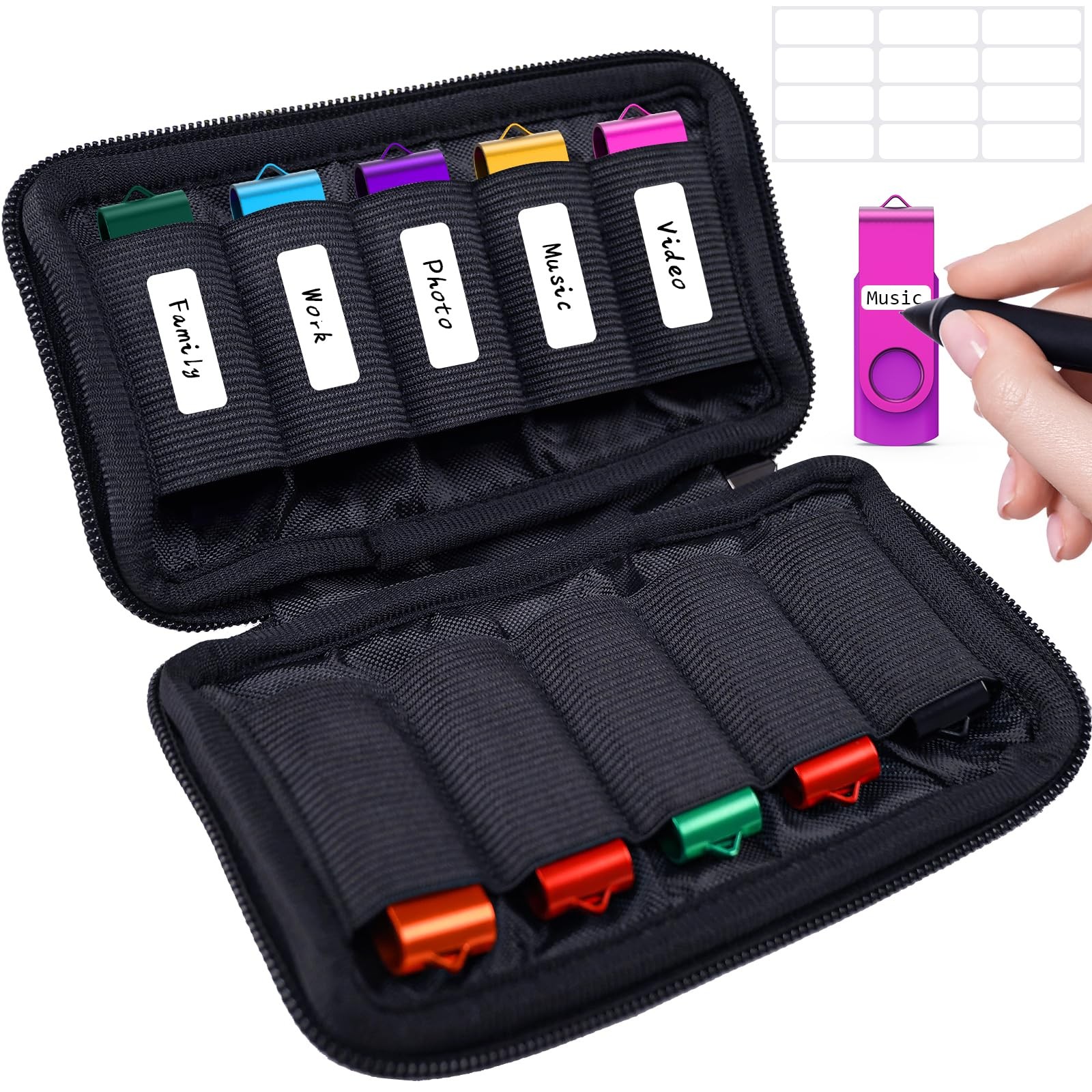 USB Drive Case  10 Slot Holder for Thumb Drives, Portable Storage Organizer