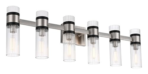  6 Light Black Vanity Lighting Fixture with 6 Lights Brushed Nickel Black