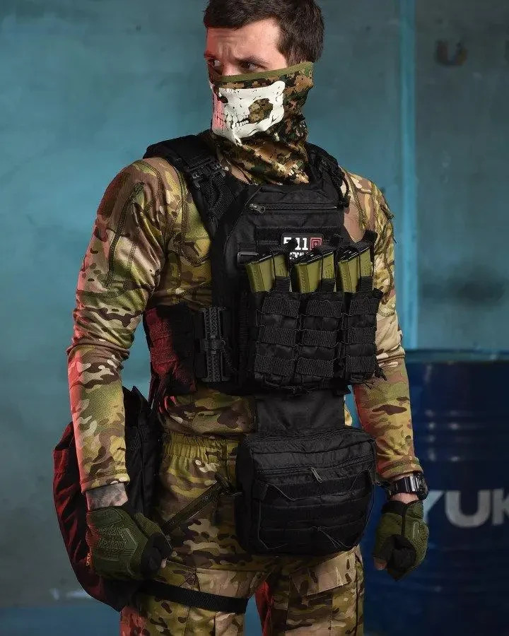 black plate carrier 5.11 Tactical, assault plate carrier vest set with pouch💛💙