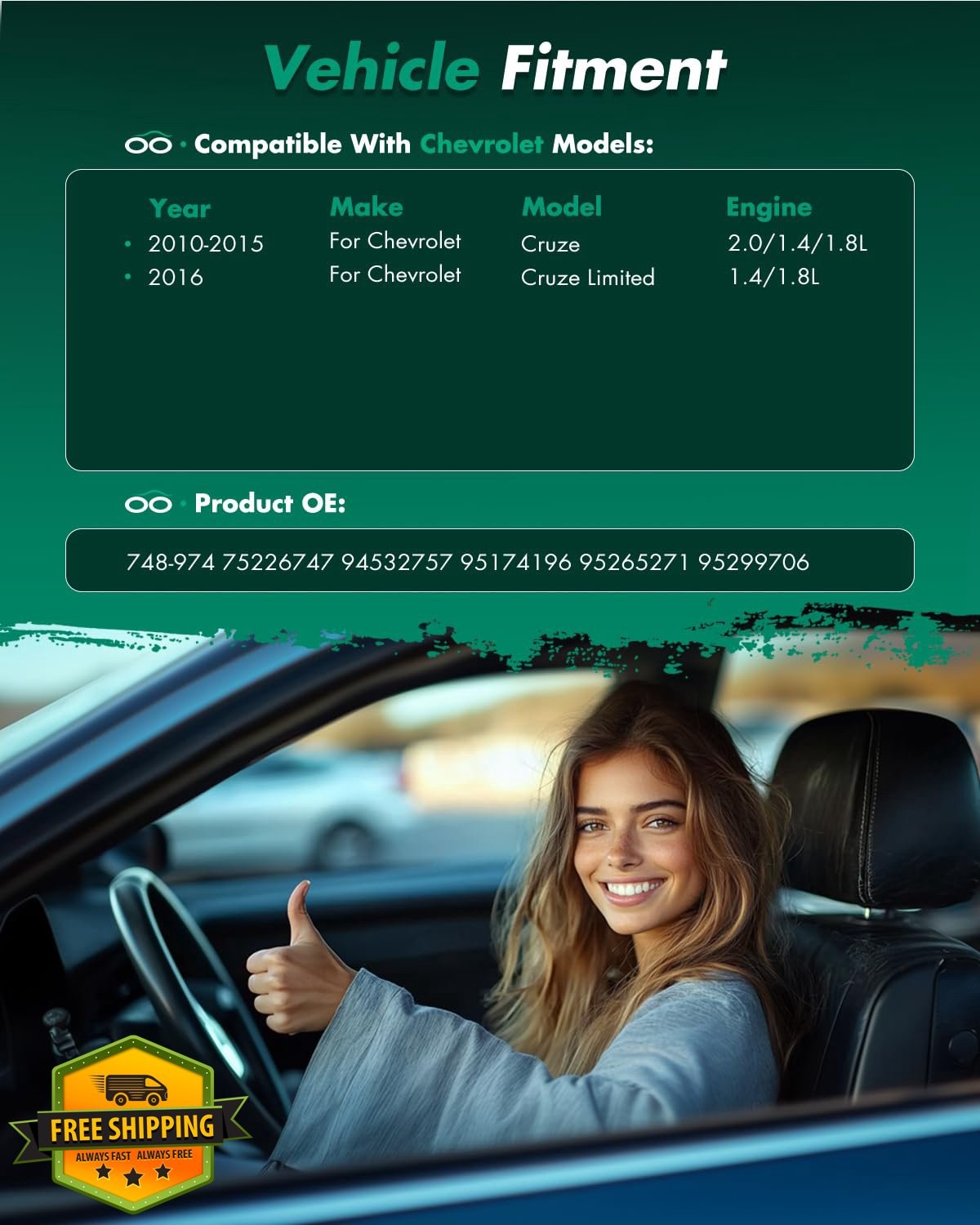 SCITOO Chevy Cruze 11-15 Front Left Power Window Regulator Motor Assembly