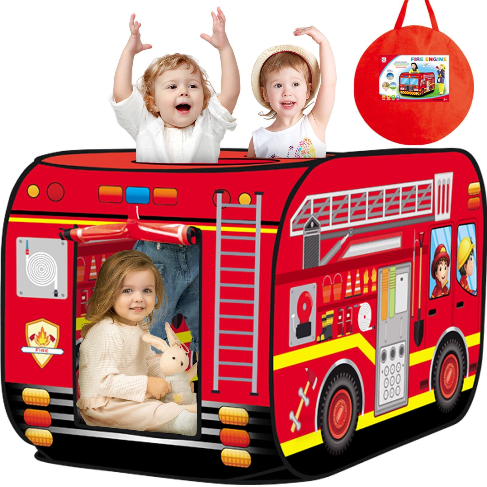 Pop Up Play Tent for Aged 3-5 Years Old Boys and Girls : Fire Truck Tent Play...