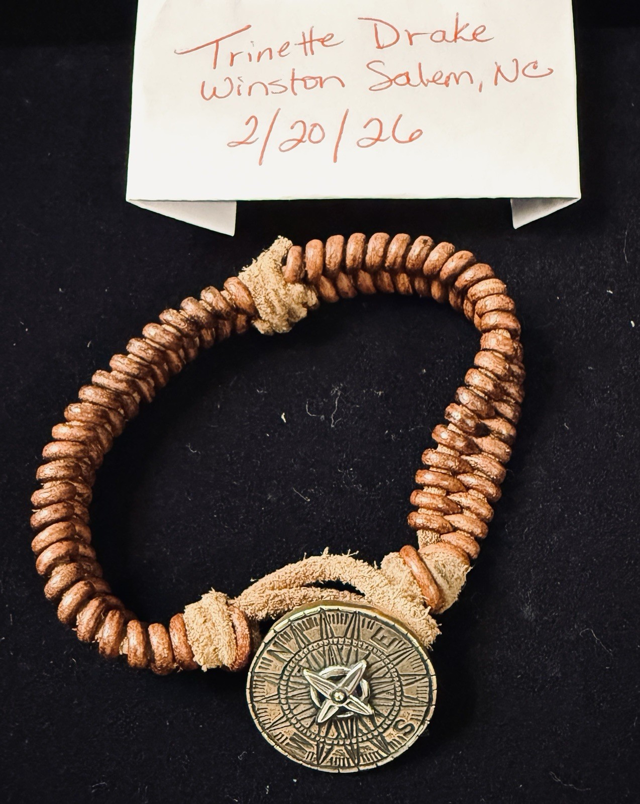 James Avery “Point the Way” compass leather bracelet