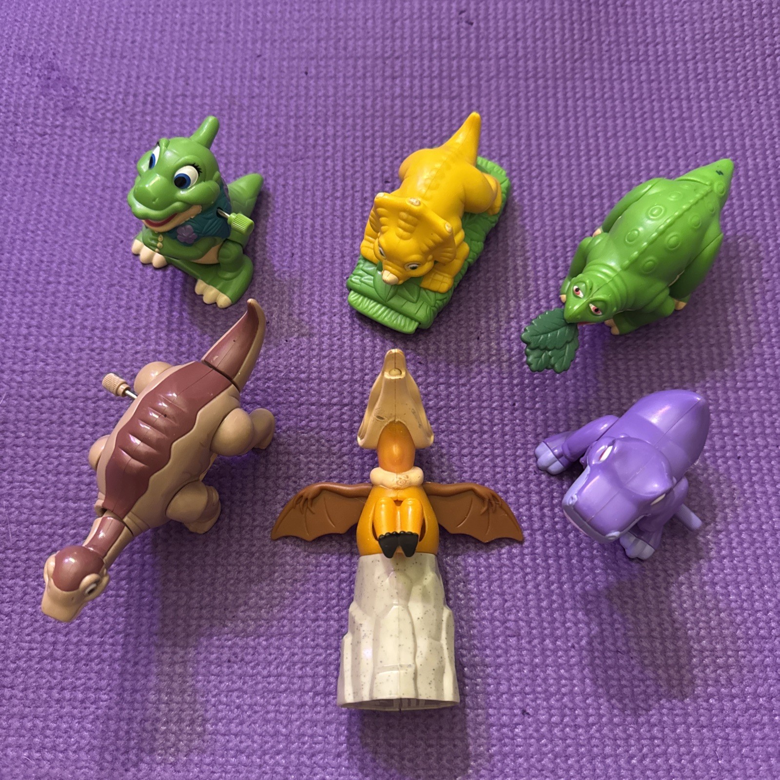 1997 Land Before Time Burger King Complete Set, Lot Of 6 Figure Toy Dinosaurs