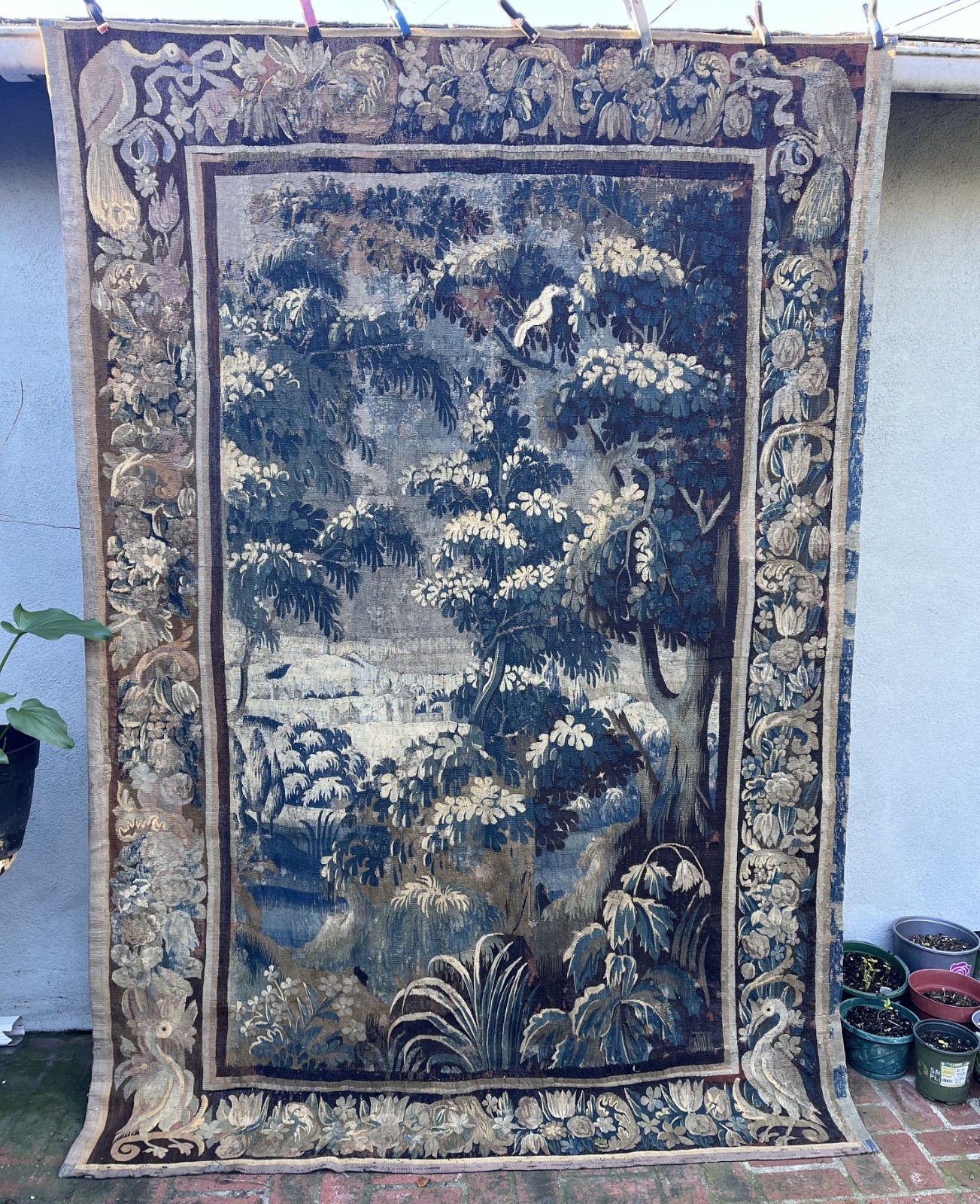 An 18th Century  French Verdure Tapestry with Birds