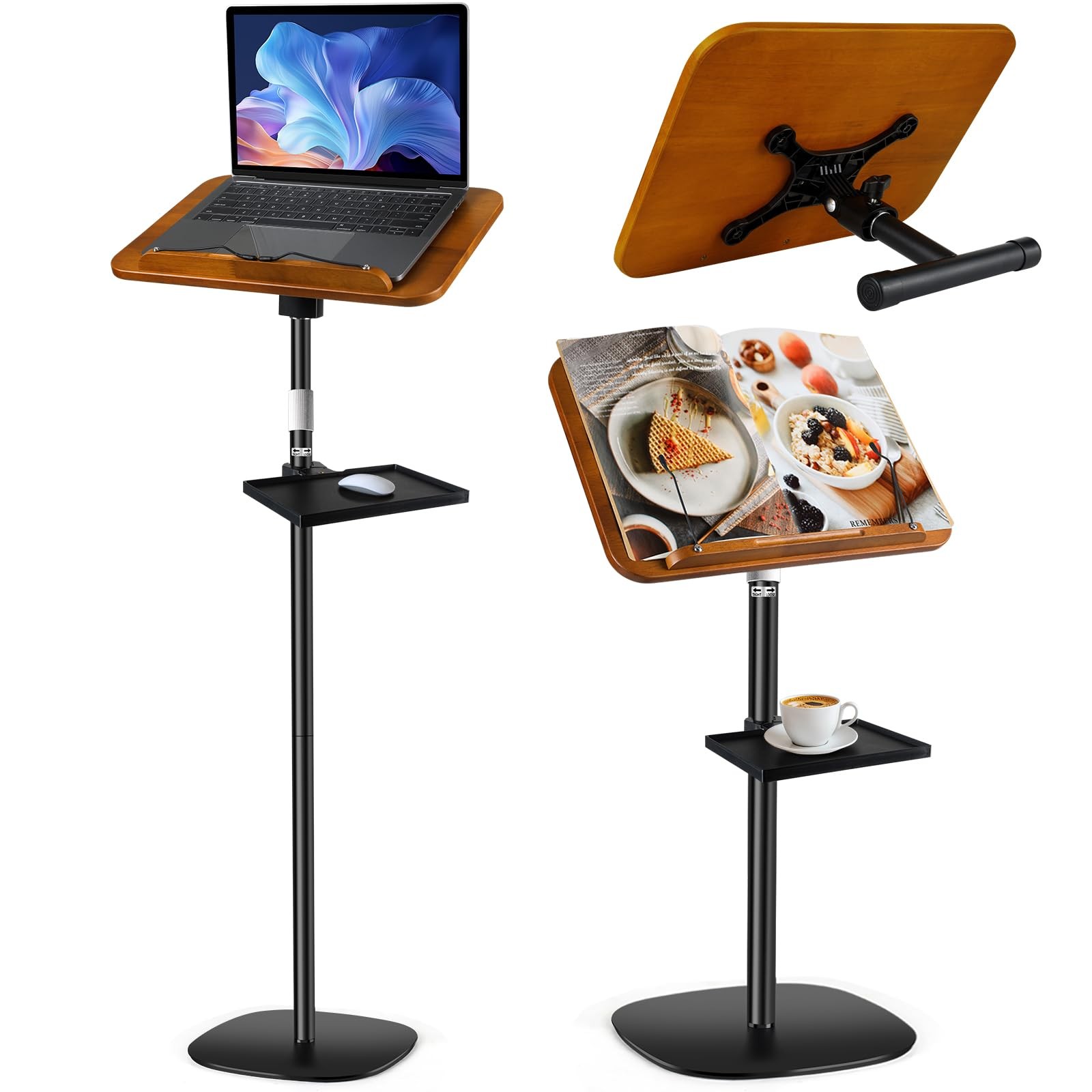 2-in-1 Adjustable Book Stand & Music Stand 22-51in Dual-Use Floor and Desktop