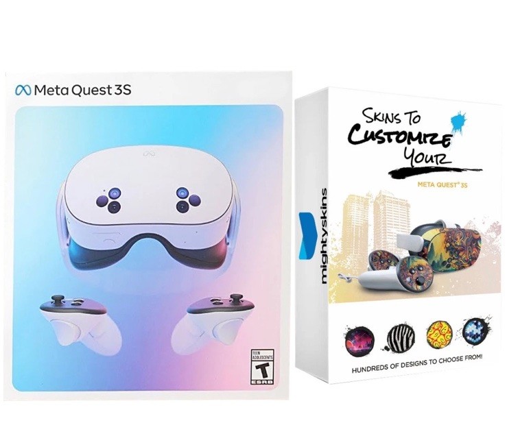 Meta Quest 3S 128GB Virtual Reality VR Headset with MightySkins Custom Skin Code
