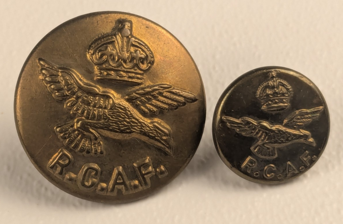 Lot of 2 Royal Canadian Airforce Uniform Buttons  - M2C