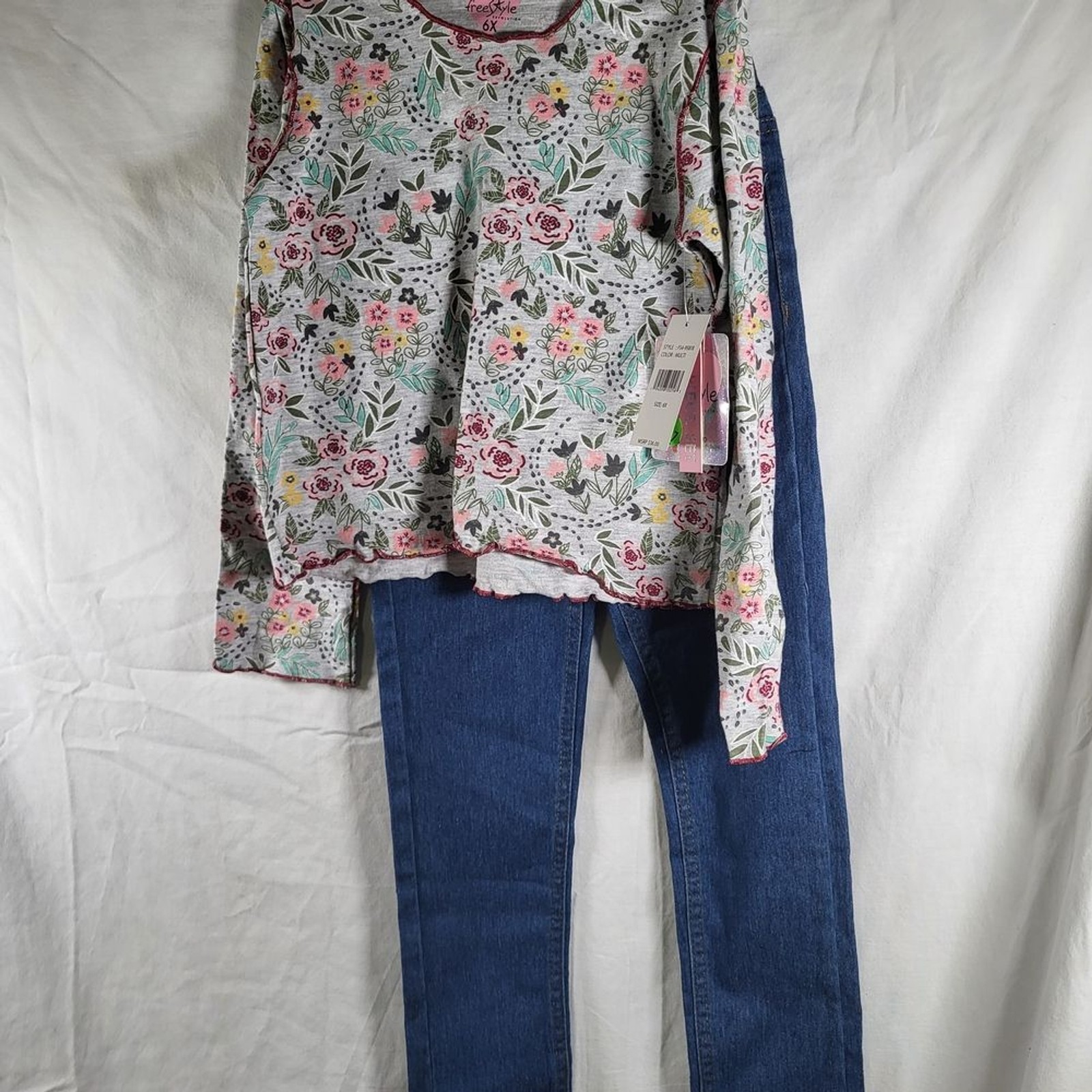 Nwt Girls Size 6X Freestyle Revolution Long Sleeve Shirt & Jeans Outfit Set Lot