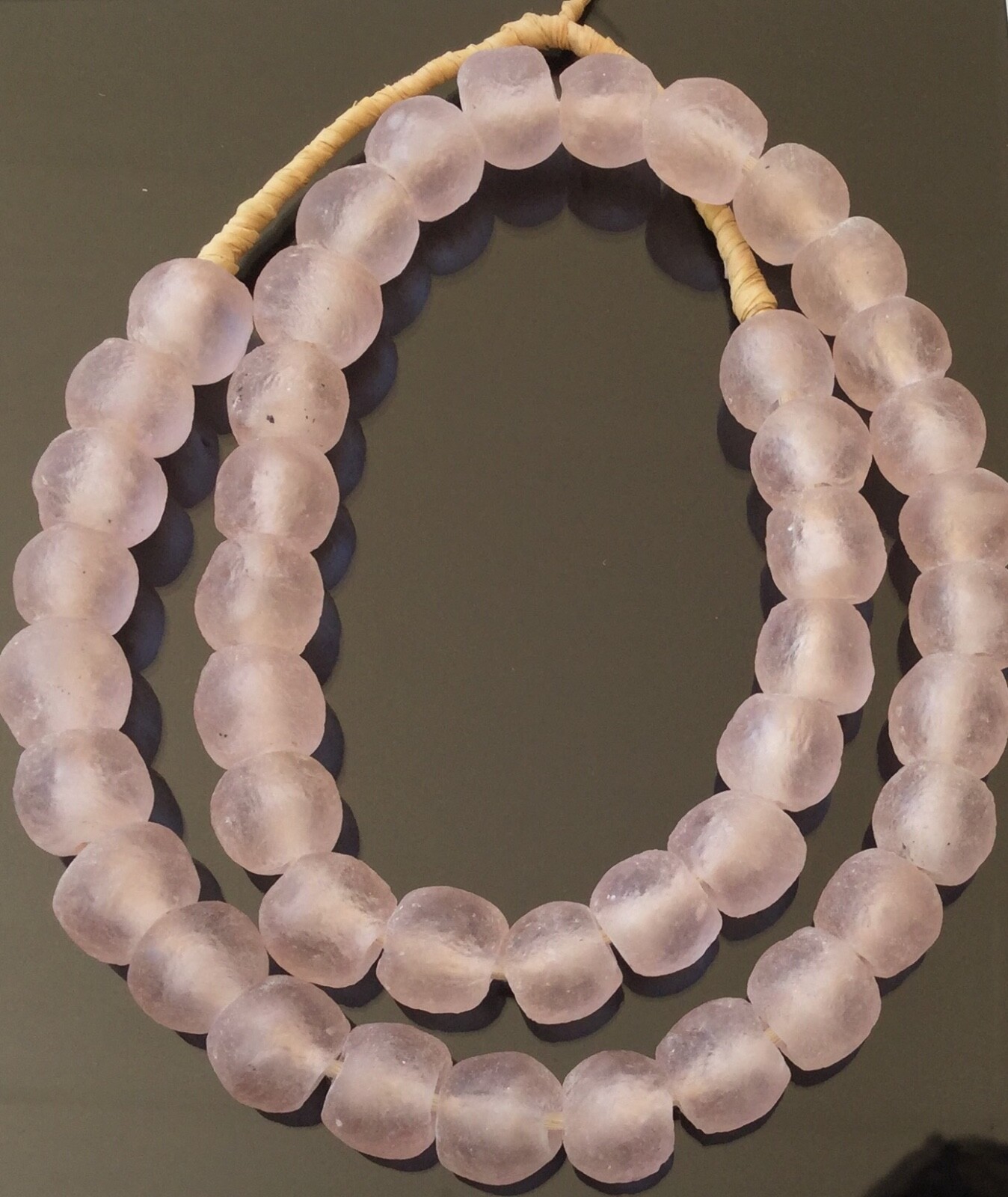 Handmade Ghana Light Pink Krobo recycled Glass African trade Beads-Size -12-13mm