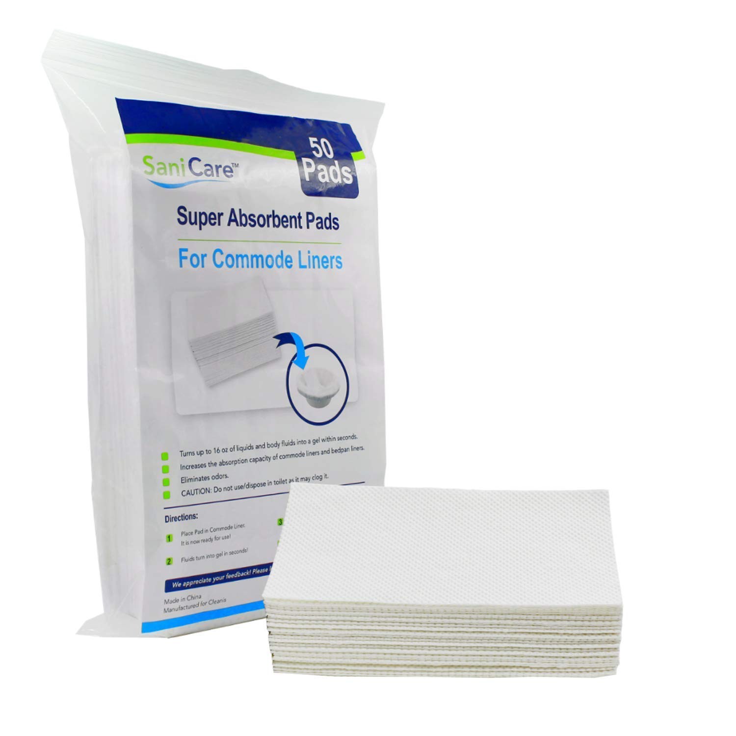 Super Absorbent Pads for Commode Liners – Pack of 50 Pads – Use in Standard B...