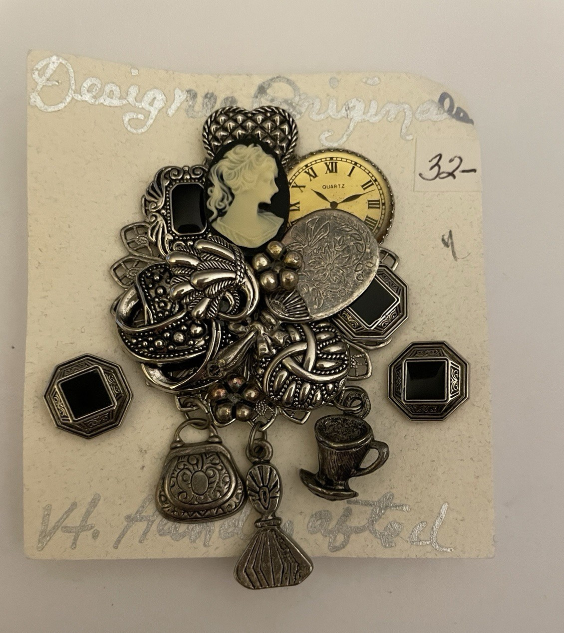 Designer Originals Vt Handcrafted Pin Brooch With Charms And Earrings Set