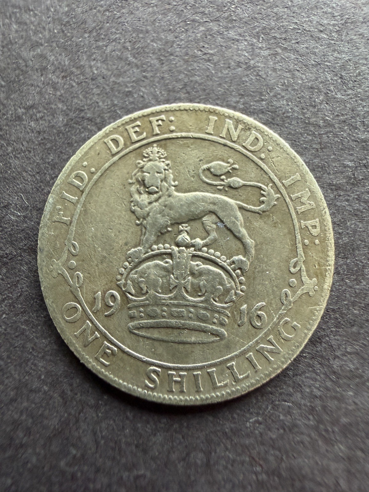 1916 Great Britain One Shilling  .925 Sterling Silver King George V Coin