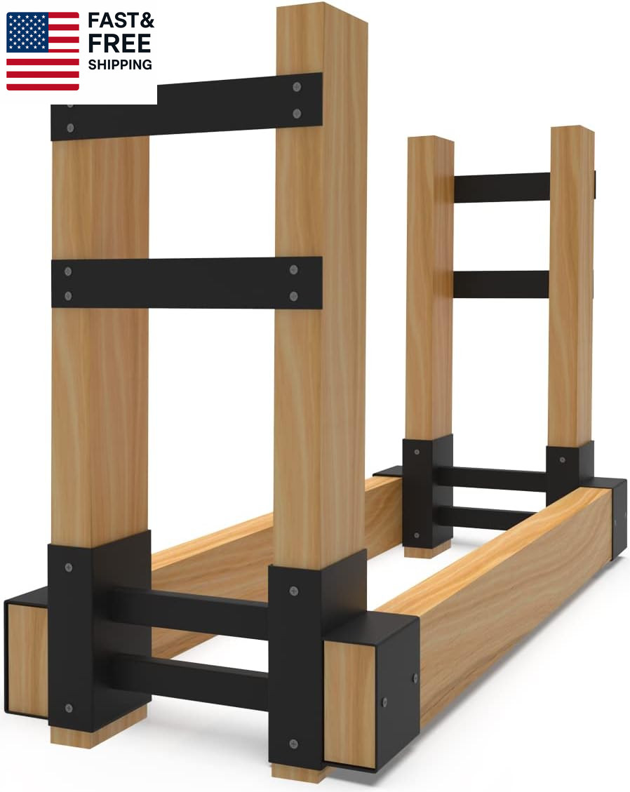 Outdoor Firewood Rack Brackets Kit for Fire Wood Pile Storage, Adjustabl Set of 