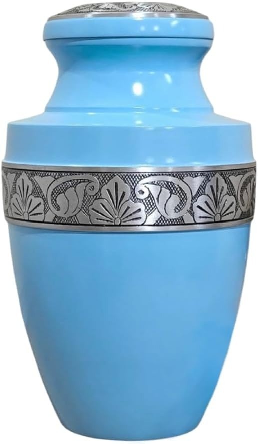 At Peace Memorials Tranquility Blue Adult Urn for Ashes
