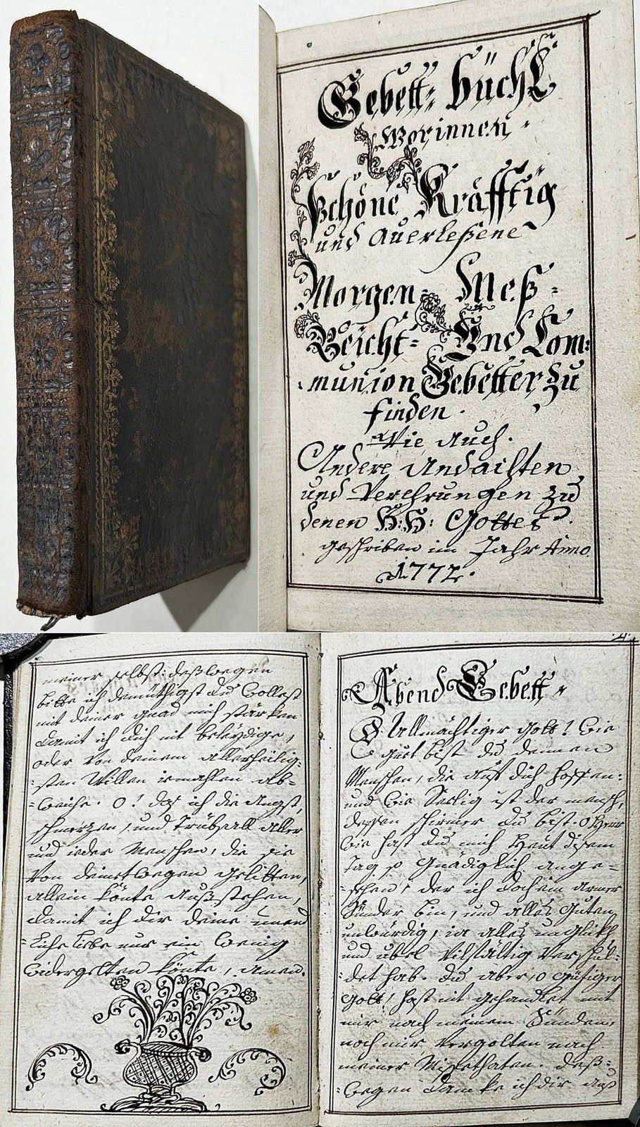 Prayer Book Handwriting Manuscript German Manuscript 1772