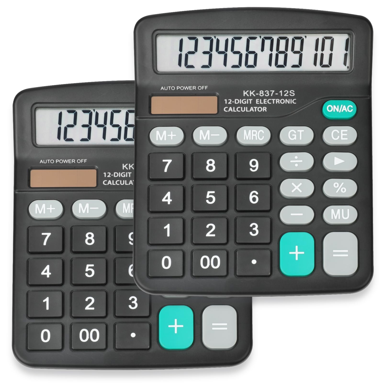 2 Pack Calculator Bulk, 12 Digits Calculators Desktop with Large LCD 2 