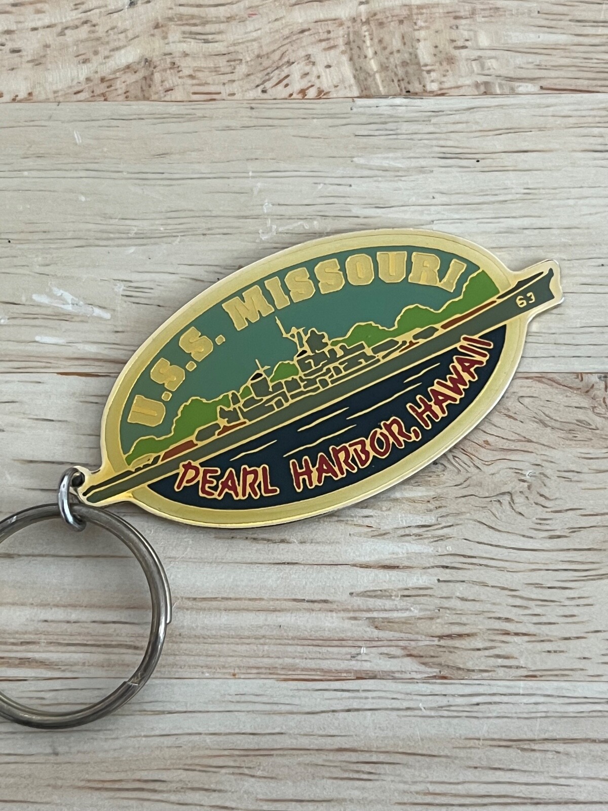 VTG USS Missouri Pearl Harbor Travel Souvenir Keychain Key Chain FOB Metal