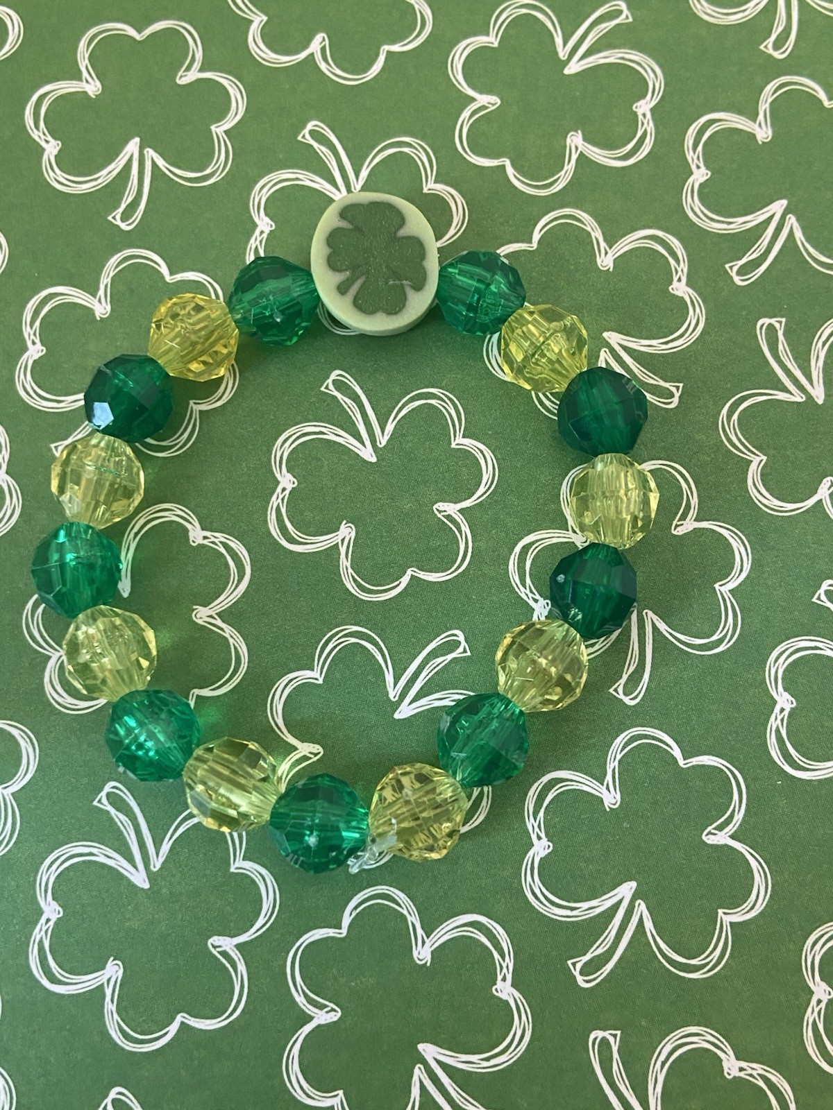 St Patrick Bracelet Shamrock Bracelet Beaded Bracelet Girls Kids Jewelry