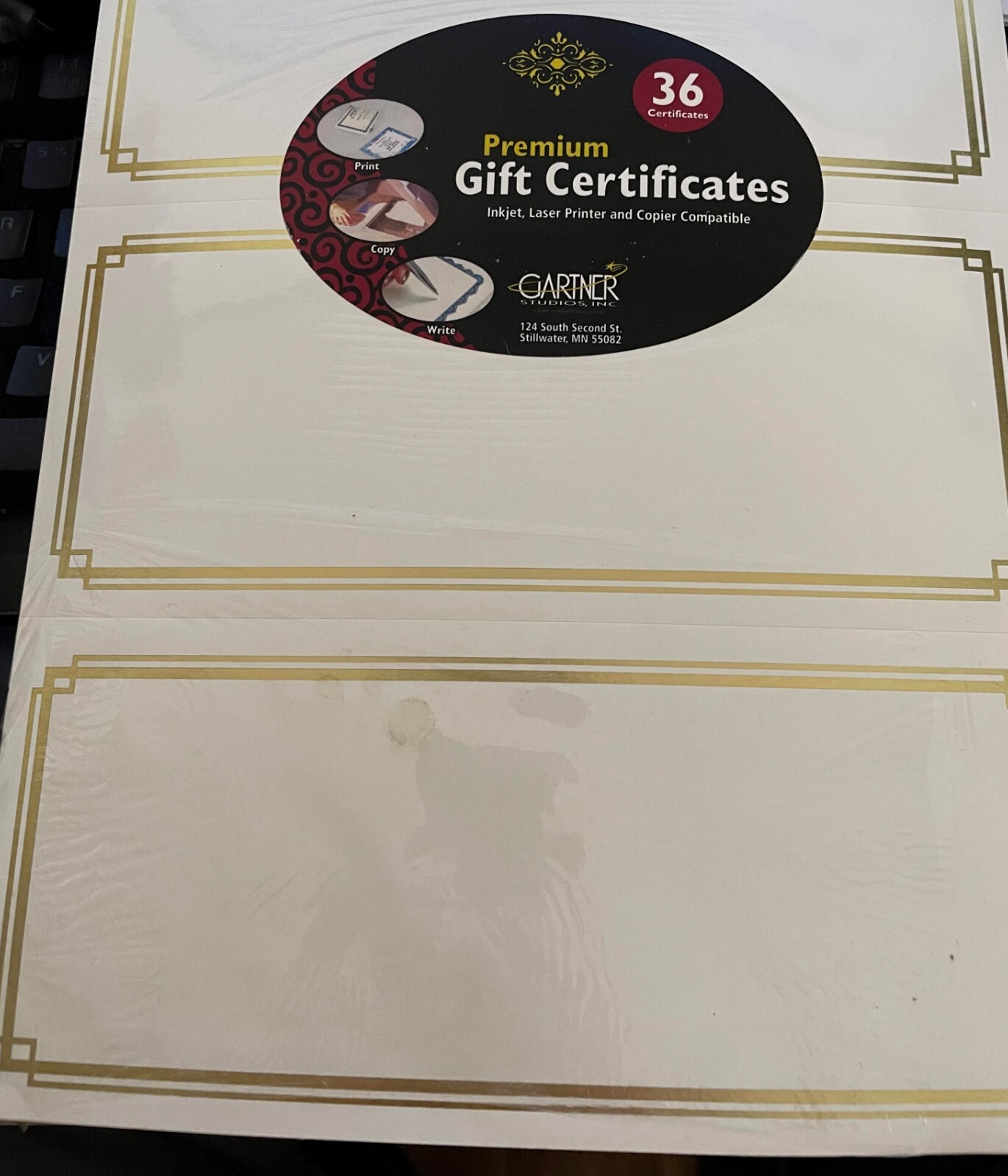 Premium Blank 36 x 2 Sets Gift Certificates