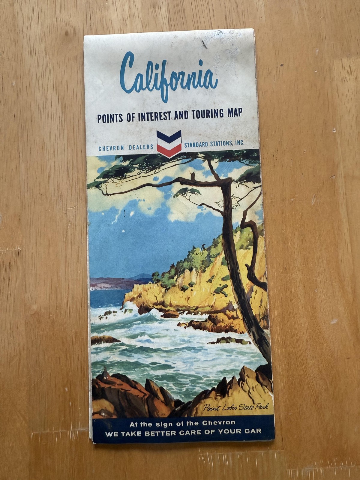 Vintage Chevron California Points Of Interest Touring Map Standard Oil Foldout