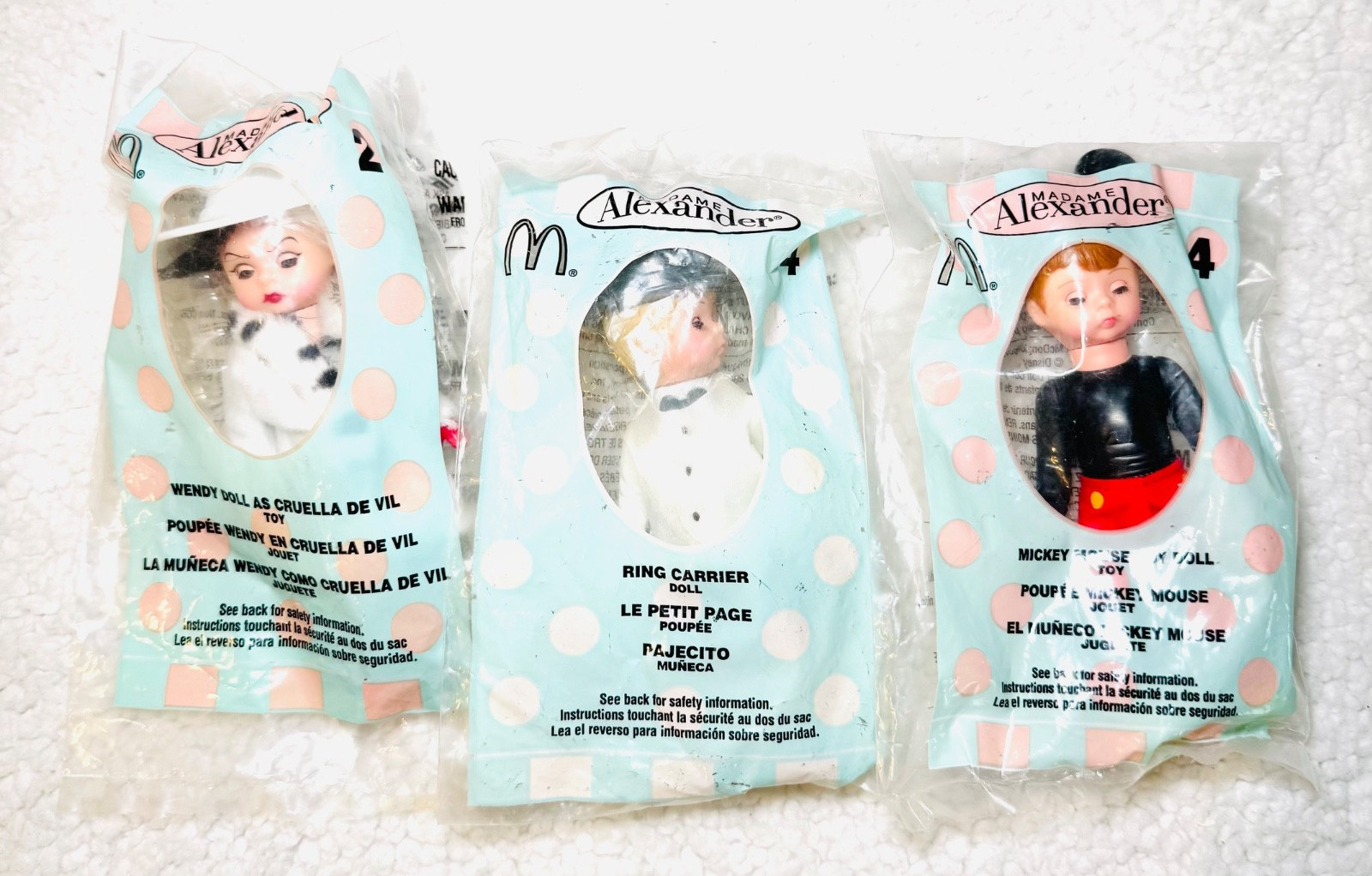 MCDONALD'S Doll Happy Meal Doll Wendy Ring Bearer Mickey Mouse Lot 3 Set NIP