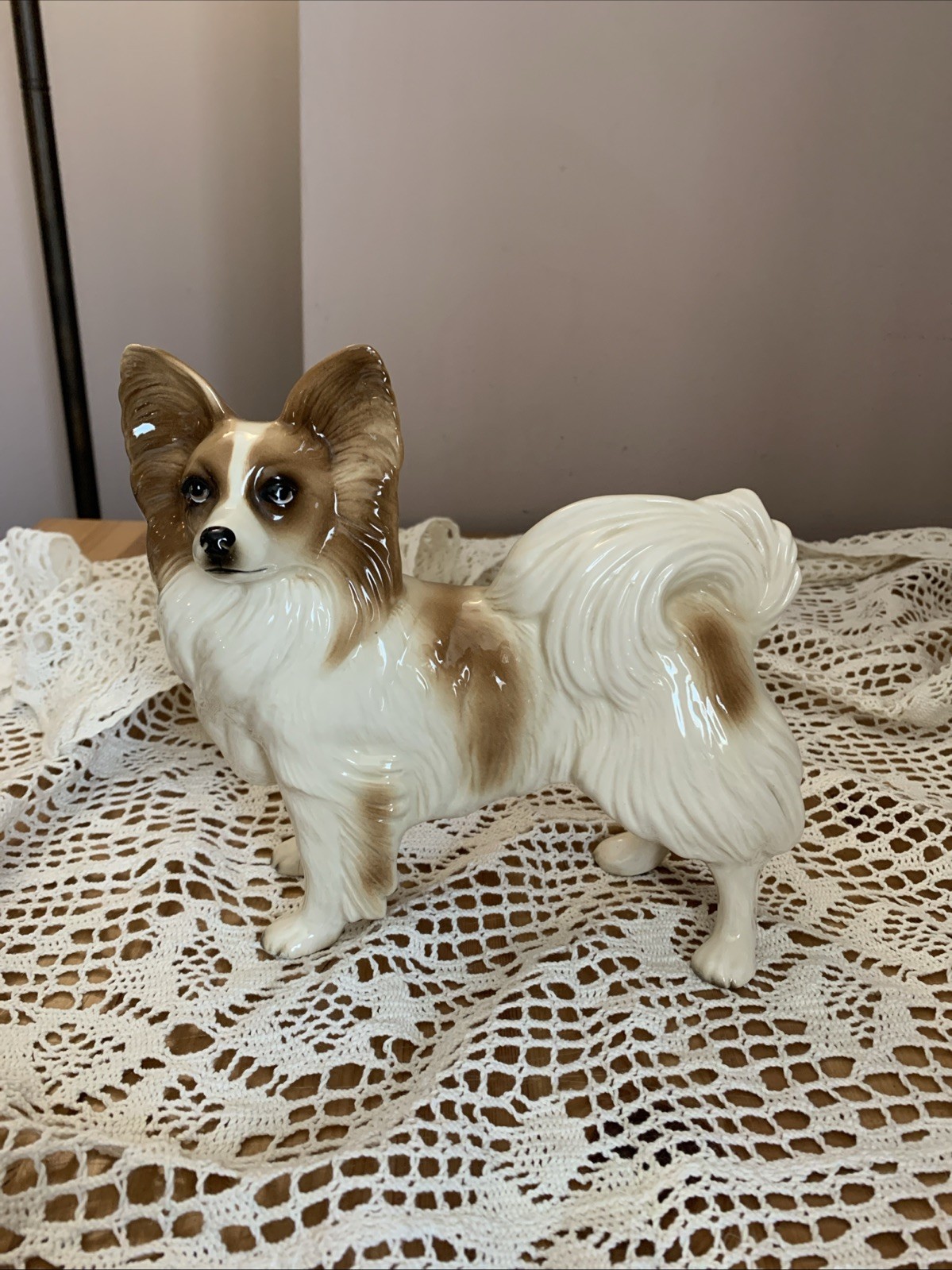 Coppercraft Pottery Large   Papillon Dog Figurine