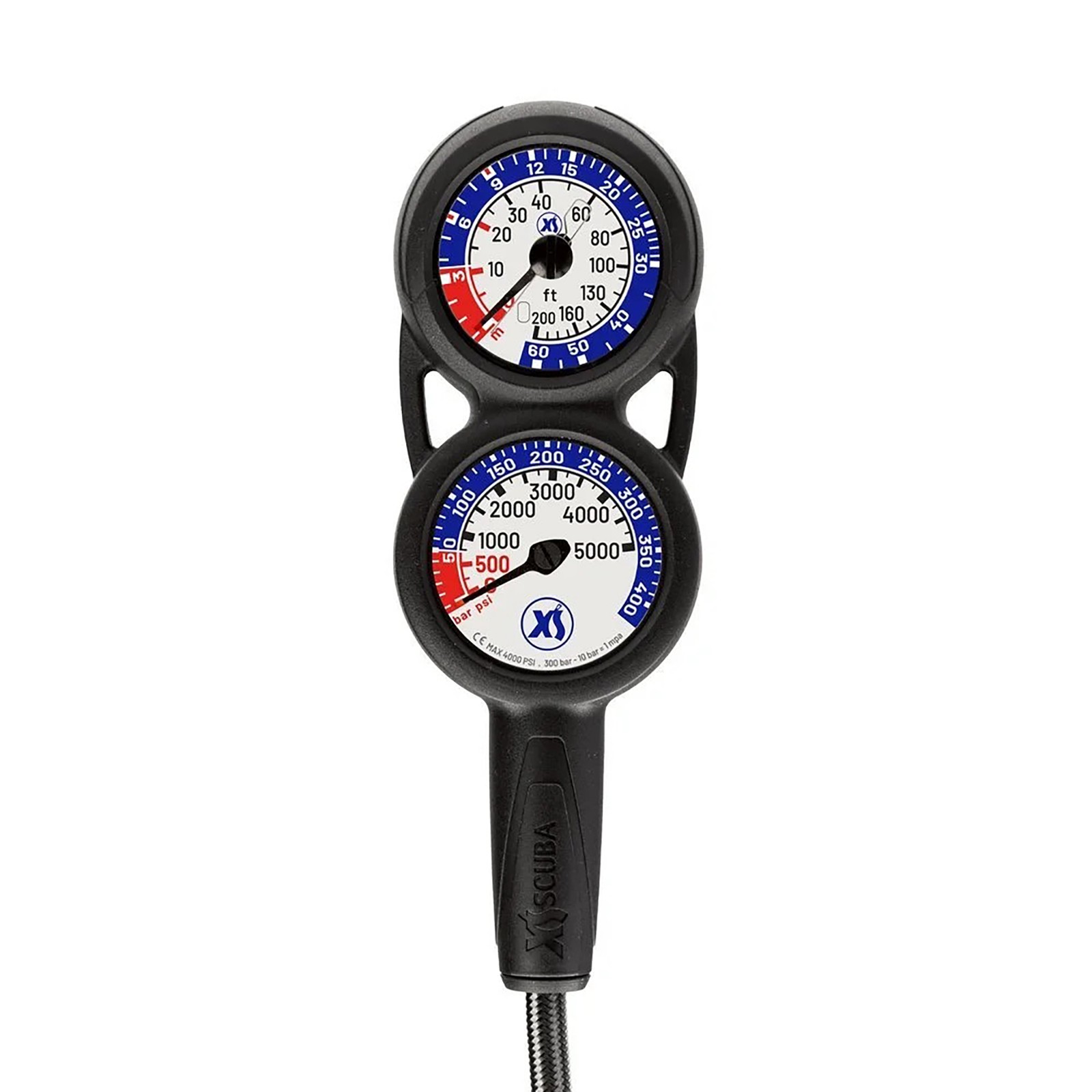 XS Scuba QuikVu Dual Scale Console – Slim 2-Gauge Console with Pressure & Depth