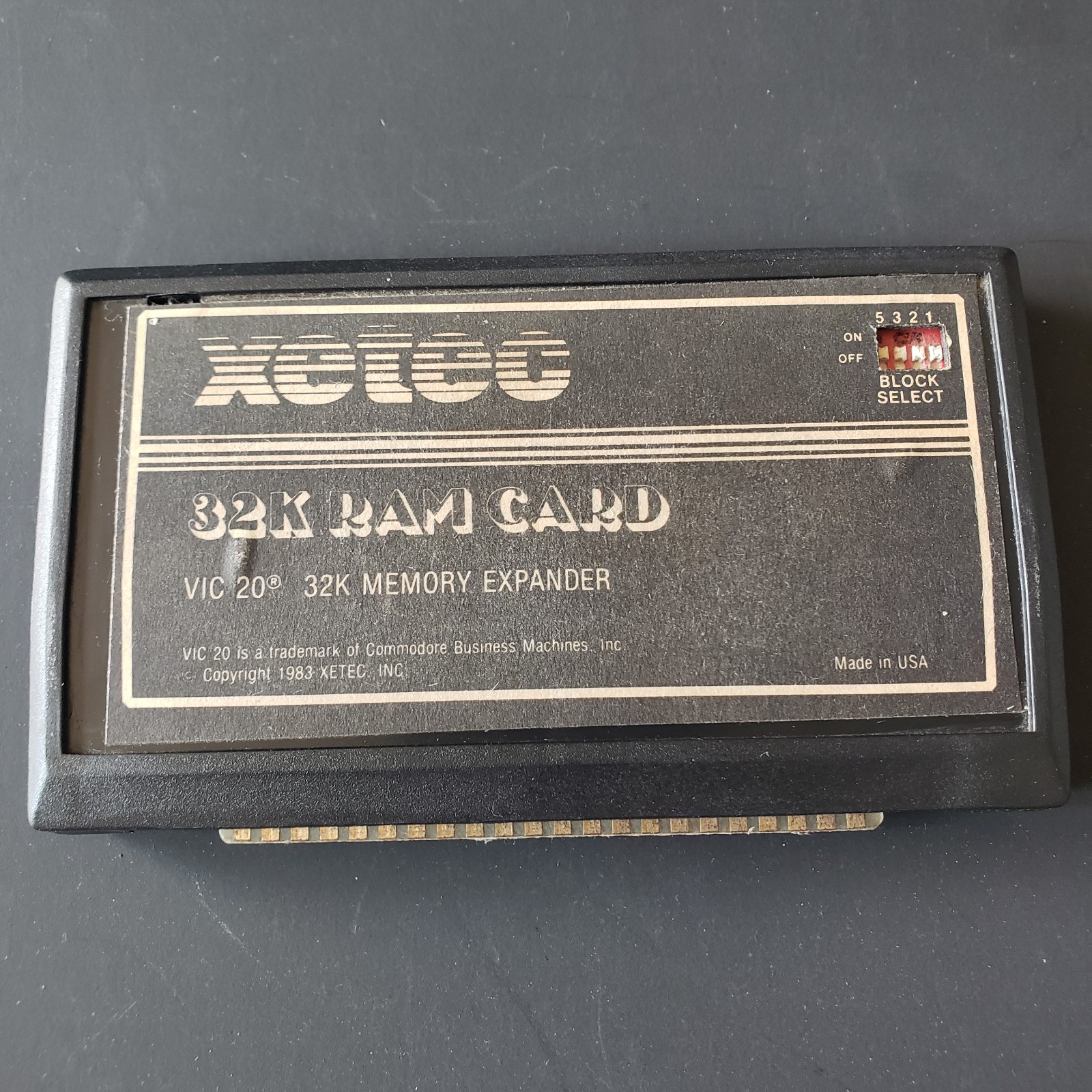 Vintage 1983 Xetec Commodore Vic 20 32K Ram Card Memory Expander Cartridge Rare
