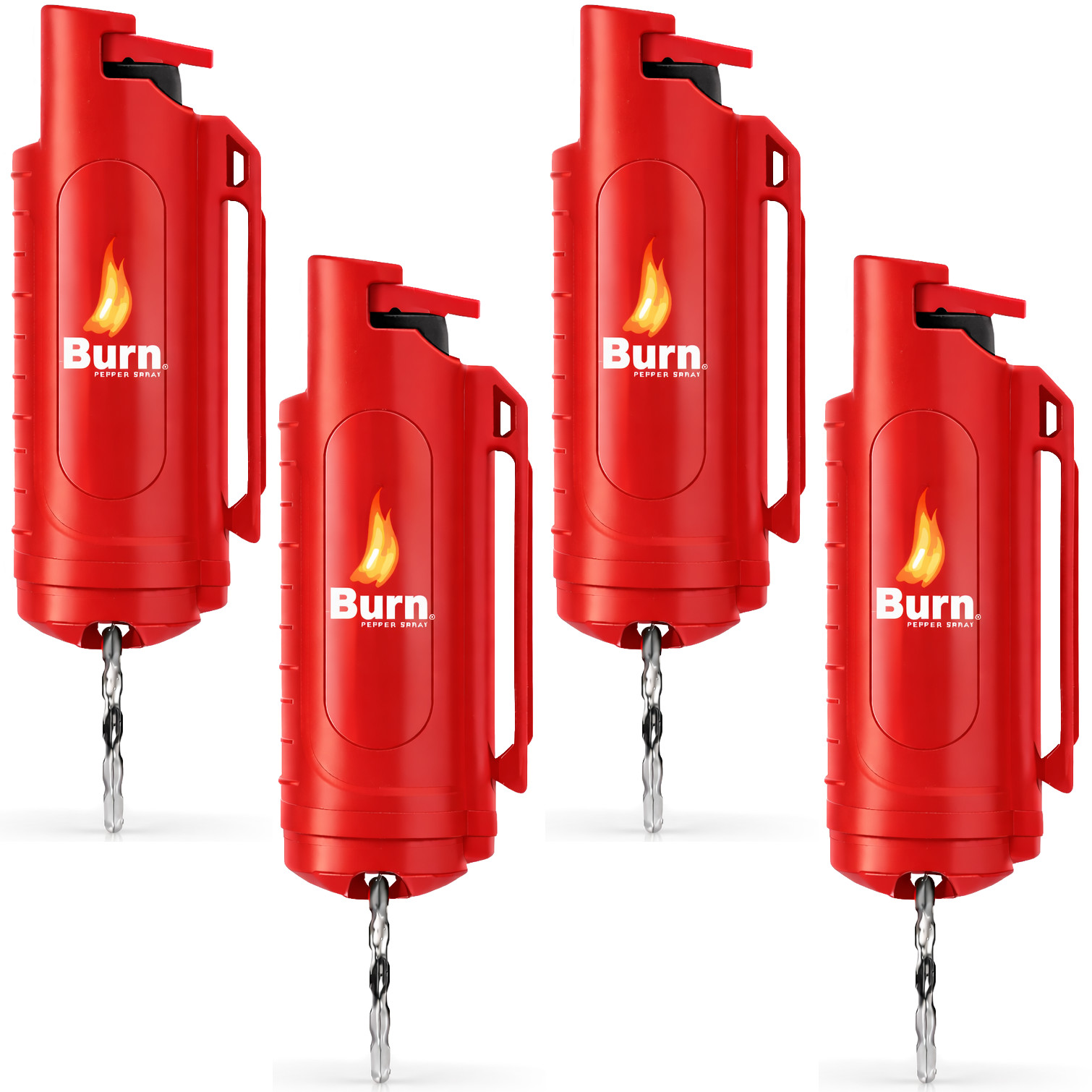 4 Pack Burn Pepper Spray Keychain – 0.5oz Police Grade Self Defense OC Red