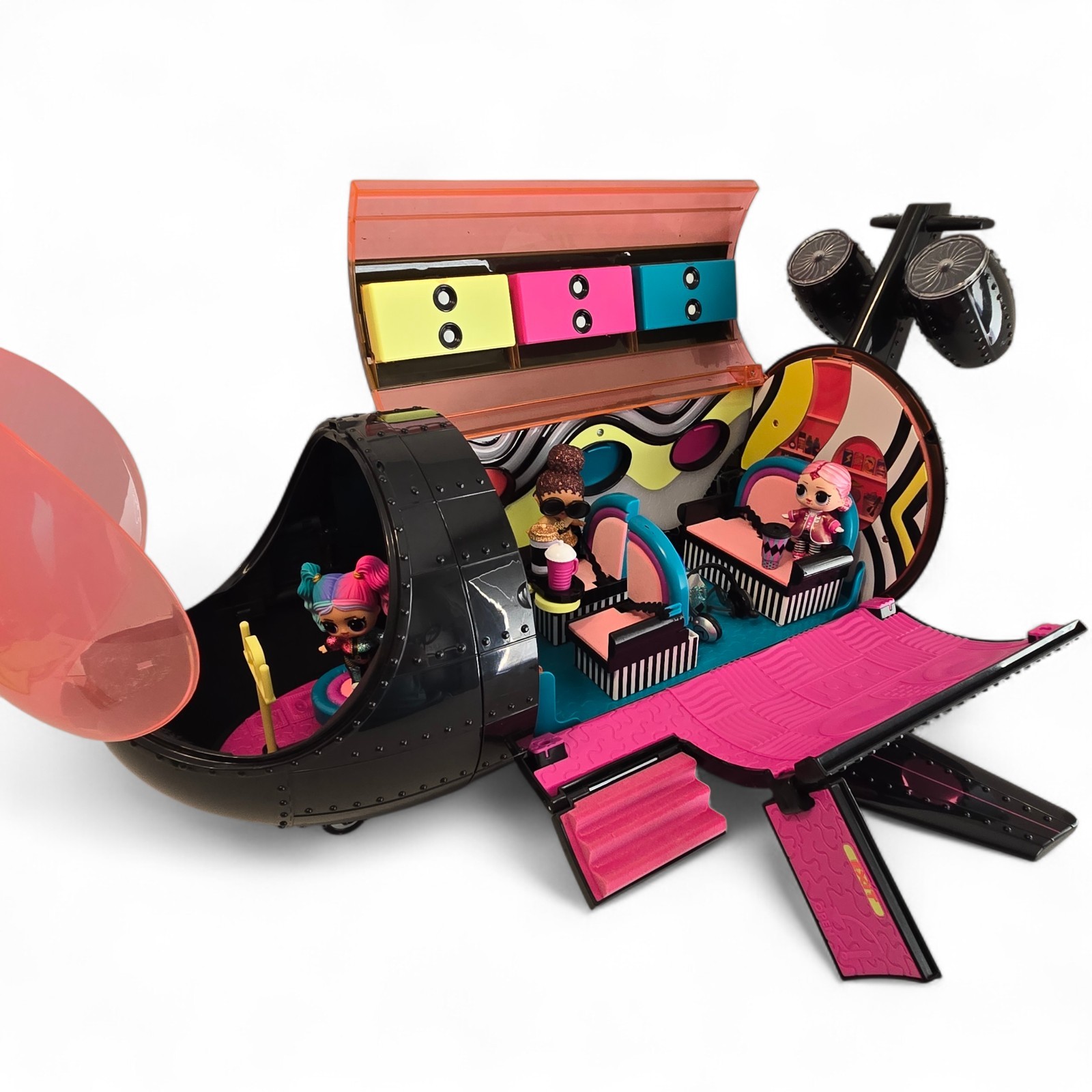 LOL Surprise OMG Remix 4-in-1 Plane Car, Mixing Booth, Recording Studio & Dolls