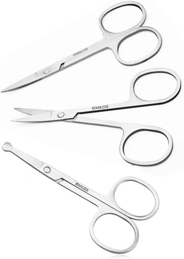 Personal Facial Hair Grooming Scissors Curved Round Tip for Eyebrows Eyelashes