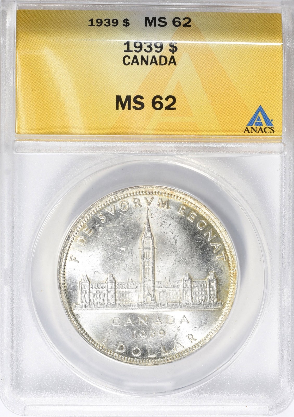 1939 Canada Silver Dollar ANACS MS-62