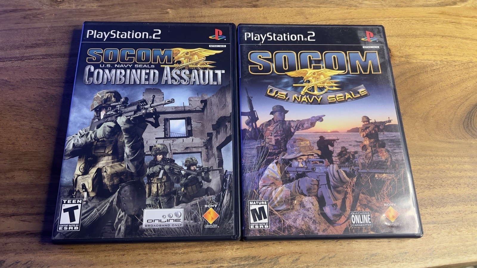 Sony SOCOM U.S. Navy SEALs Combined Assault PS2 Games w/ Manuals Headset